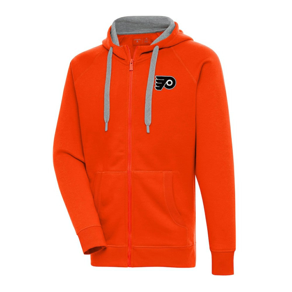 Philadelphia Flyers Antigua Metallic Logo Victory Full-Zip Hoodie - Orange Hoodies