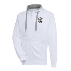 Seattle Kraken Antigua Metallic Logo Victory Full-Zip Hoodie - White Hoodies