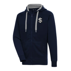 Seattle Kraken Antigua Metallic Logo Victory Full-Zip Hoodie - Deep Sea Blue Hoodies