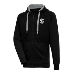 Seattle Kraken Antigua Metallic Logo Victory Full-Zip Hoodie - Black Hoodies