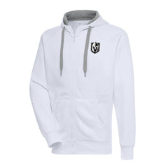 Vegas Golden Knights Antigua Metallic Logo Victory Full-Zip Hoodie - White Hoodies