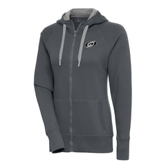 Carolina Hurricanes Antigua Women's Metallic Logo Victory Full-Zip Hoodie - Charcoal Hoodies
