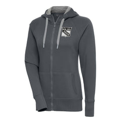 New York Rangers Antigua Women's Metallic Logo Victory Full-Zip Hoodie - Charcoal Hoodies