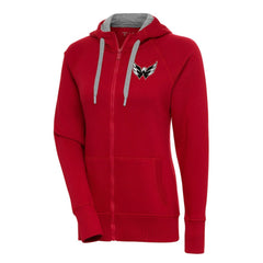 Washington Capitals Antigua Women's Metallic Logo Victory Full-Zip Hoodie - Red Hoodies