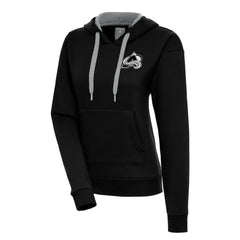 Colorado Avalanche Antigua Women's Metallic Logo Victory Pullover Hoodie - Black Hoodies