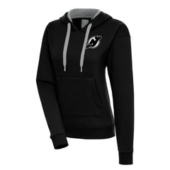 New Jersey Devils Antigua Women's Metallic Logo Victory Pullover Hoodie - Black Jerseys