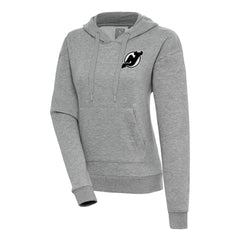 New Jersey Devils Antigua Women's Metallic Logo Victory Pullover Hoodie - Heather Gray Jerseys