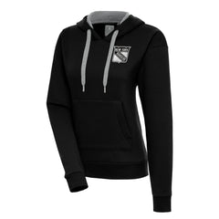 New York Rangers Antigua Women's Metallic Logo Victory Pullover Hoodie - Black Hoodies