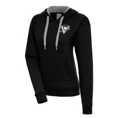 Pittsburgh Penguins Antigua Women's Metallic Logo Victory Pullover Hoodie - Black Hoodies