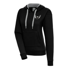 Washington Capitals Antigua Women's Metallic Logo Victory Pullover Hoodie - Black Hoodies