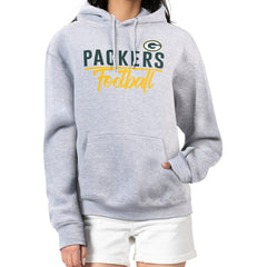 Green Bay Packers G-III 4Her by Carl Banks Women's Graphic Fleece Pullover Hoodie - Heather Gray for sale