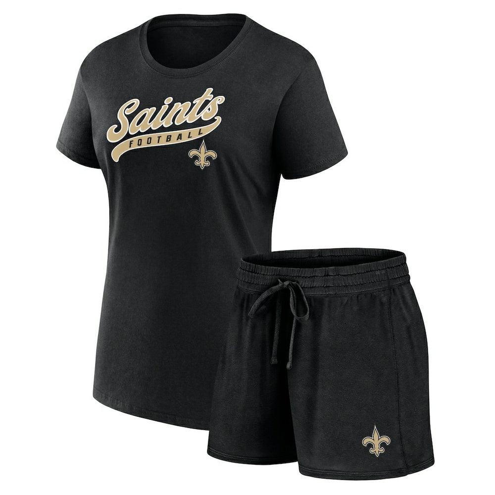 New Orleans Saints Women's Start to Finish T-Shirt & Shorts Combo Pack - Black discount