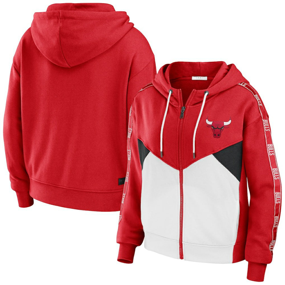 Chicago Bulls WEAR by Erin Andrews Women's Color-Block Full-Zip Hoodie - Red cheap