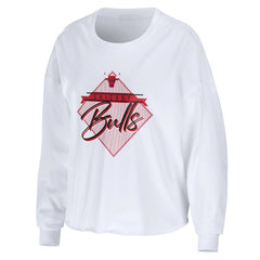 Chicago Bulls WEAR by Erin Andrews Women's Cropped Long Sleeve T-Shirt sale - White outlet