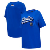 Dallas Mavericks Pro Standard Women's Script Boyfriend T-Shirt sale - Royal outlet