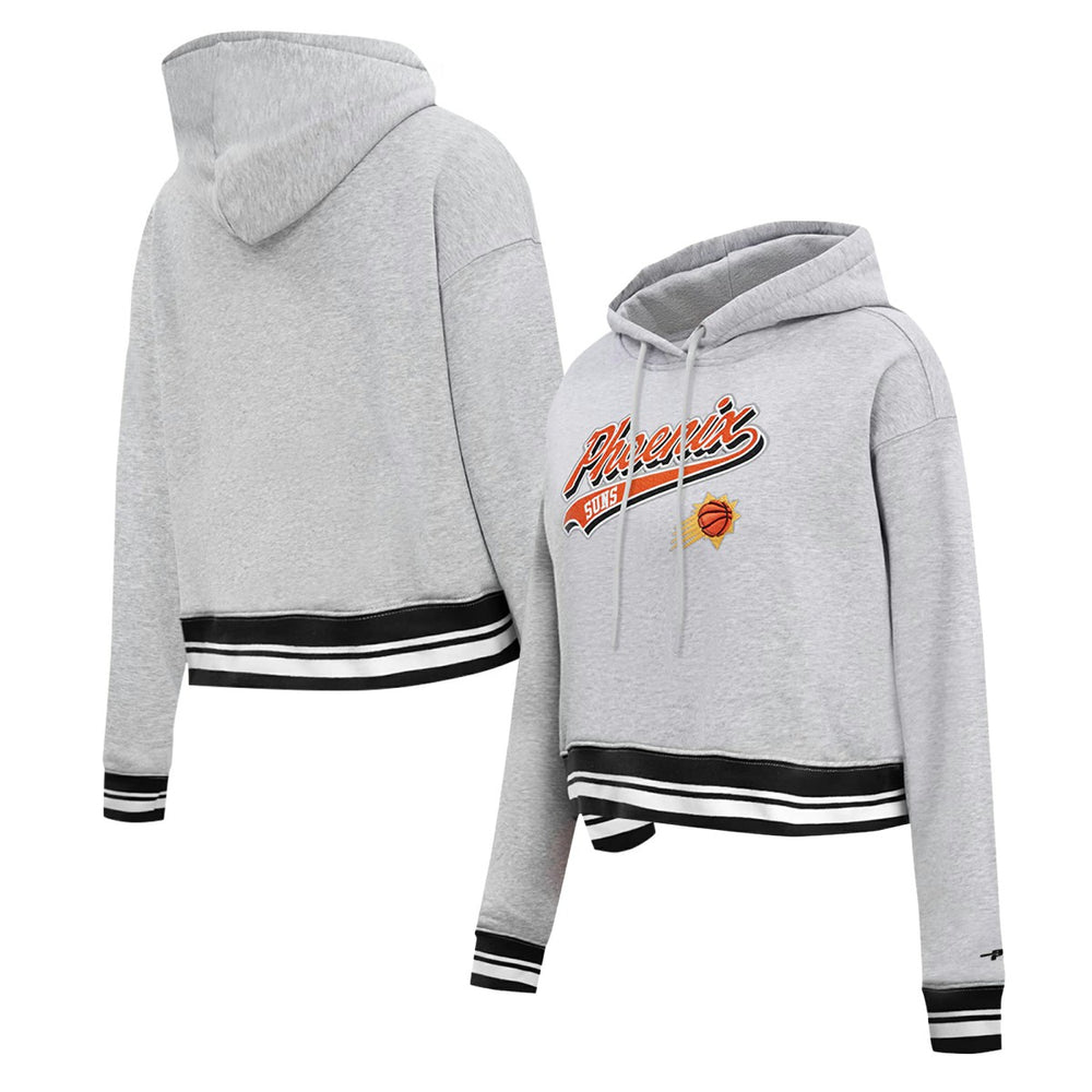 Phoenix Suns Pro Standard Women's Script Tail Cropped Pullover Hoodie - Heather Gray cheap