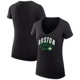 Boston Celtics G-III 4Her by Carl Banks Women's Super-Slim Fit Lightweight Filigree Logo V-Neck T-Shirt - Black discount