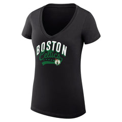 Boston Celtics G-III 4Her by Carl Banks Women's Super-Slim Fit Lightweight Filigree Logo V-Neck T-Shirt - Black discount