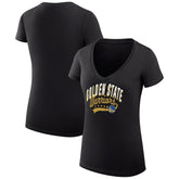 Golden State Warriors G-III 4Her by Carl Banks Women's Super-Slim Fit Lightweight Filigree Logo V-Neck T-Shirt sale - Black for sale