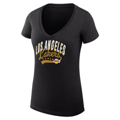 Los Angeles Lakers G-III 4Her by Carl Banks Women's Super-Slim Fit Lightweight Filigree Logo V-Neck T-Shirt - Black discount