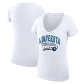 Minnesota Timberwolves G-III 4Her by Carl Banks Women's Super-Slim Fit Lightweight Filigree Logo V-Neck T-Shirt - White cheap