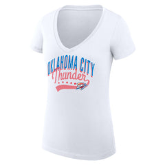 Oklahoma City Thunder G-III 4Her by Carl Banks Women's Super-Slim Fit Lightweight Filigree Logo V-Neck T-Shirt - White sale