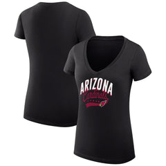 Arizona Cardinals G-III 4Her by Carl Banks Women's Super-Slim Fit Lightweight Filigree Logo Lightweight V-Neck T-Shirt – Black for sale