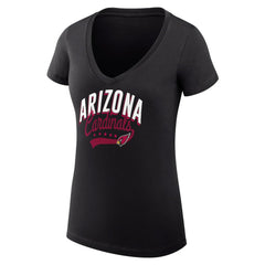 Arizona Cardinals G-III 4Her by Carl Banks Women's Super-Slim Fit Lightweight Filigree Logo Lightweight V-Neck T-Shirt – Black for sale