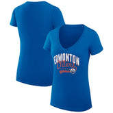 Edmonton Oilers G-III 4Her by Carl Banks Women's Super-Slim Fit Lightweight Filigree Logo V-Neck T-Shirt – Royal T-shirts