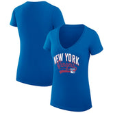 New York Rangers G-III 4Her by Carl Banks Women's Super-Slim Fit Lightweight Filigree Logo V-Neck T-Shirt – Blue T-shirts