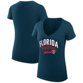 Florida Panthers G-III 4Her by Carl Banks Women's Super-Slim Fit Lightweight Filigree Logo V-Neck T-Shirt – Navy T-shirts