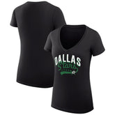 Dallas Stars G-III 4Her by Carl Banks Women's Super-Slim Fit Lightweight Filigree Logo V-Neck T-Shirt – Black T-shirts