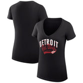 Detroit Red Wings G-III 4Her by Carl Banks Women's Super-Slim Fit Lightweight Filigree Logo V-Neck T-Shirt – Black T-shirts