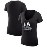 Los Angeles Kings G-III 4Her by Carl Banks Women's Super-Slim Fit Lightweight Filigree Logo V-Neck T-Shirt – Black T-shirts