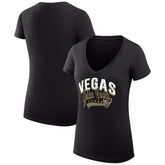 Vegas Golden Knights G-III 4Her by Carl Banks Women's Super-Slim Fit Lightweight Filigree Logo V-Neck T-Shirt – Black T-shirts