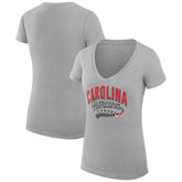 Carolina Hurricanes G-III 4Her by Carl Banks Women's Super-Slim Fit Lightweight Filigree Logo V-Neck T-Shirt – Gray T-shirts