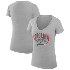 Carolina Hurricanes G-III 4Her by Carl Banks Women's Super-Slim Fit Lightweight Filigree Logo V-Neck T-Shirt – Gray T-shirts