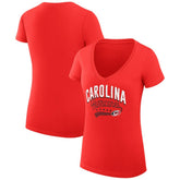 Carolina Hurricanes G-III 4Her by Carl Banks Women's Super-Slim Fit Lightweight Filigree Logo V-Neck T-Shirt – Red T-shirts