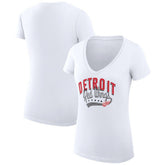 Detroit Red Wings G-III 4Her by Carl Banks Women's Super-Slim Fit Lightweight Filigree Logo V-Neck T-Shirt – White T-shirts