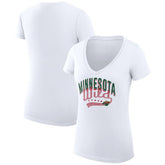Minnesota Wild G-III 4Her by Carl Banks Women's Super-Slim Fit Lightweight Filigree Logo V-Neck T-Shirt – White T-shirts
