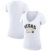 Vegas Golden Knights G-III 4Her by Carl Banks Women's Super-Slim Fit Lightweight Filigree Logo V-Neck T-Shirt – White T-shirts