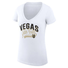 Vegas Golden Knights G-III 4Her by Carl Banks Women's Super-Slim Fit Lightweight Filigree Logo V-Neck T-Shirt – White T-shirts