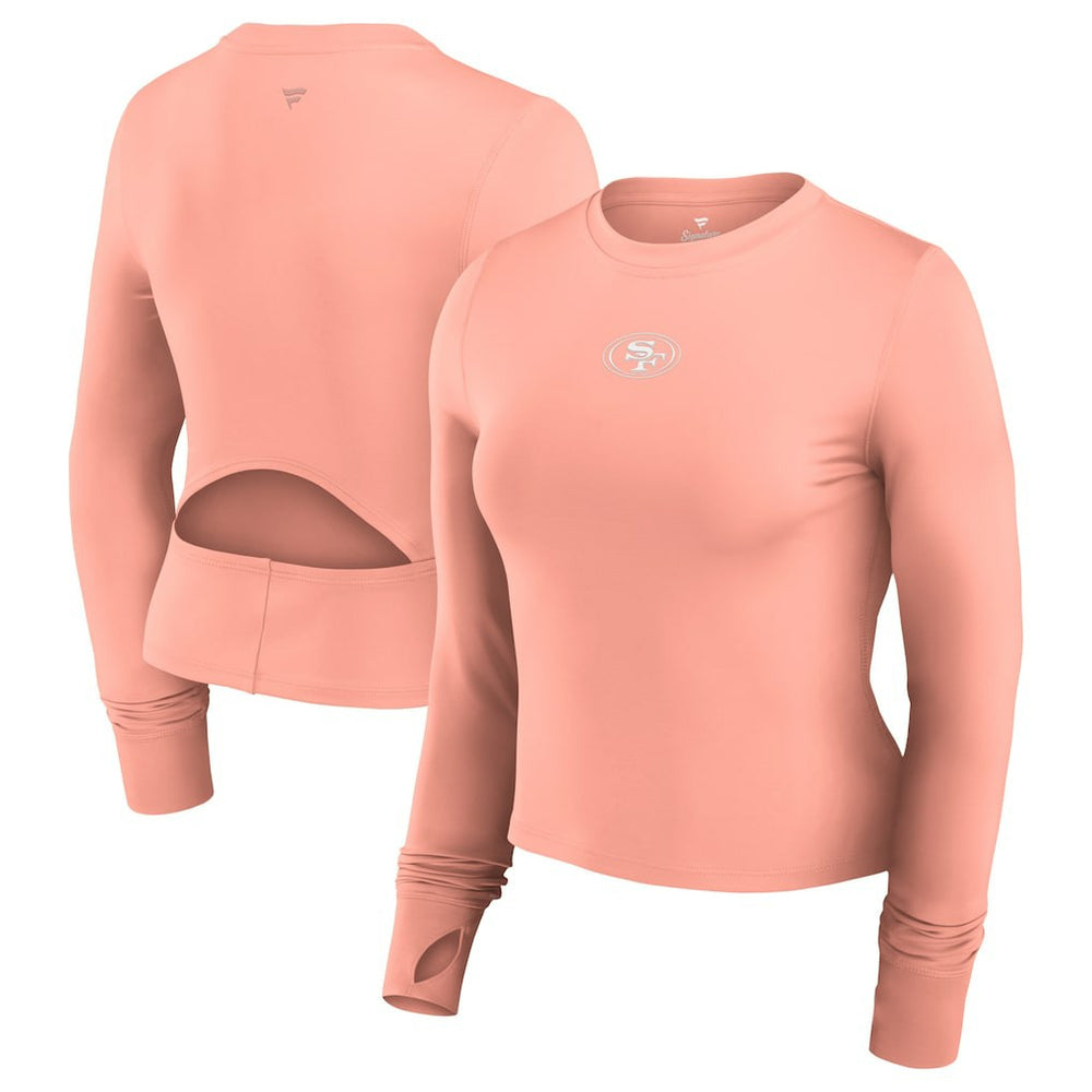 San Francisco 49ers Women's Studio Fitted Long Sleeve Gym Top - Coral discount