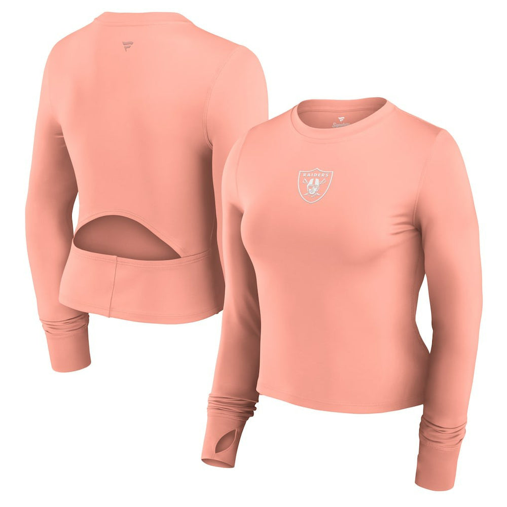 Las Vegas Raiders Women's Studio Fitted Long Sleeve Gym Top - Coral discount