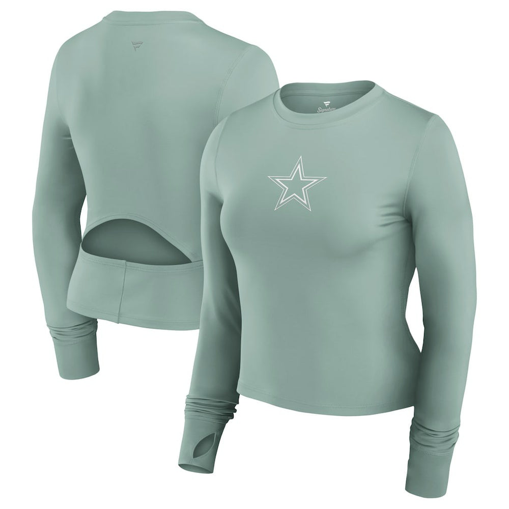 Dallas Cowboys Women's Studio Fitted Long Sleeve Gym Top - Green sale
