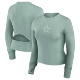 Dallas Cowboys Women's Studio Fitted Long Sleeve Gym Top - Green sale