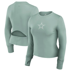 Dallas Cowboys Women's Studio Fitted Long Sleeve Gym Top - Green sale