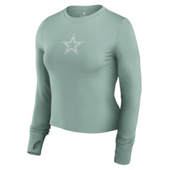 Dallas Cowboys Women's Studio Fitted Long Sleeve Gym Top - Green sale