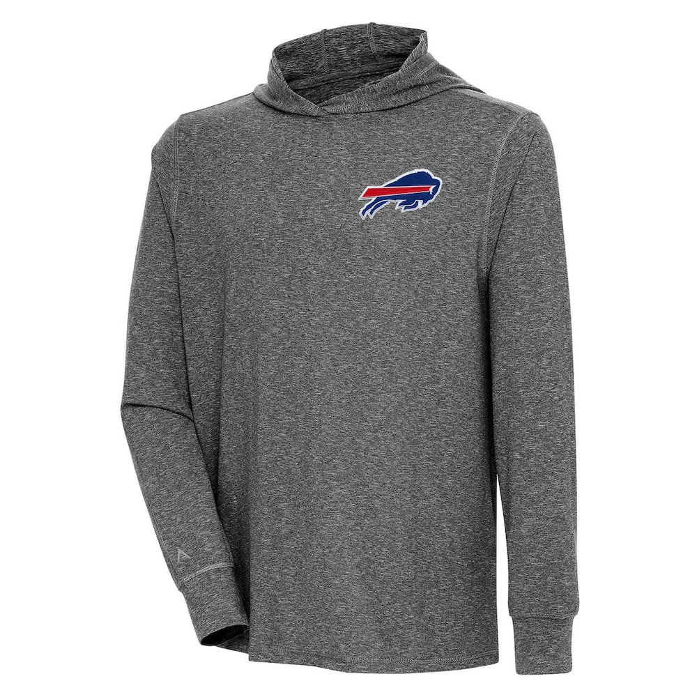 Buffalo Bills Antigua Saga Long Sleeve Hoodie T-Shirt - Heather Black on sale