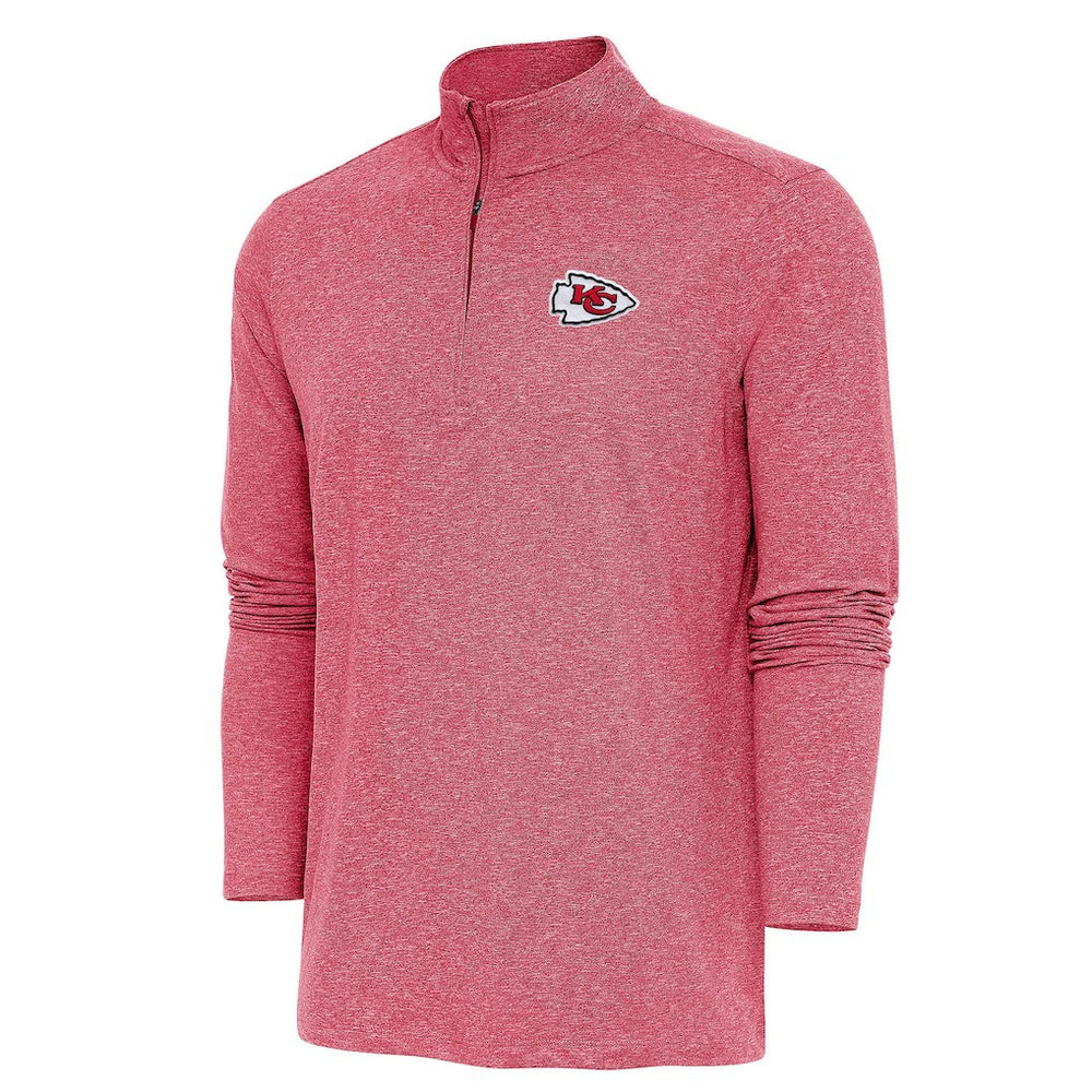 Kansas City Chiefs Antigua Hunk Quarter-Zip Pullover Top - Heather Red outlet